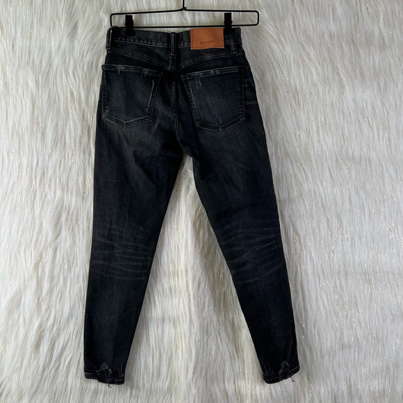 Moussy Vintage Belver Skinny Jeans Black Wash Denim Distressed Stretch Size 23 - Picture 6 of 12